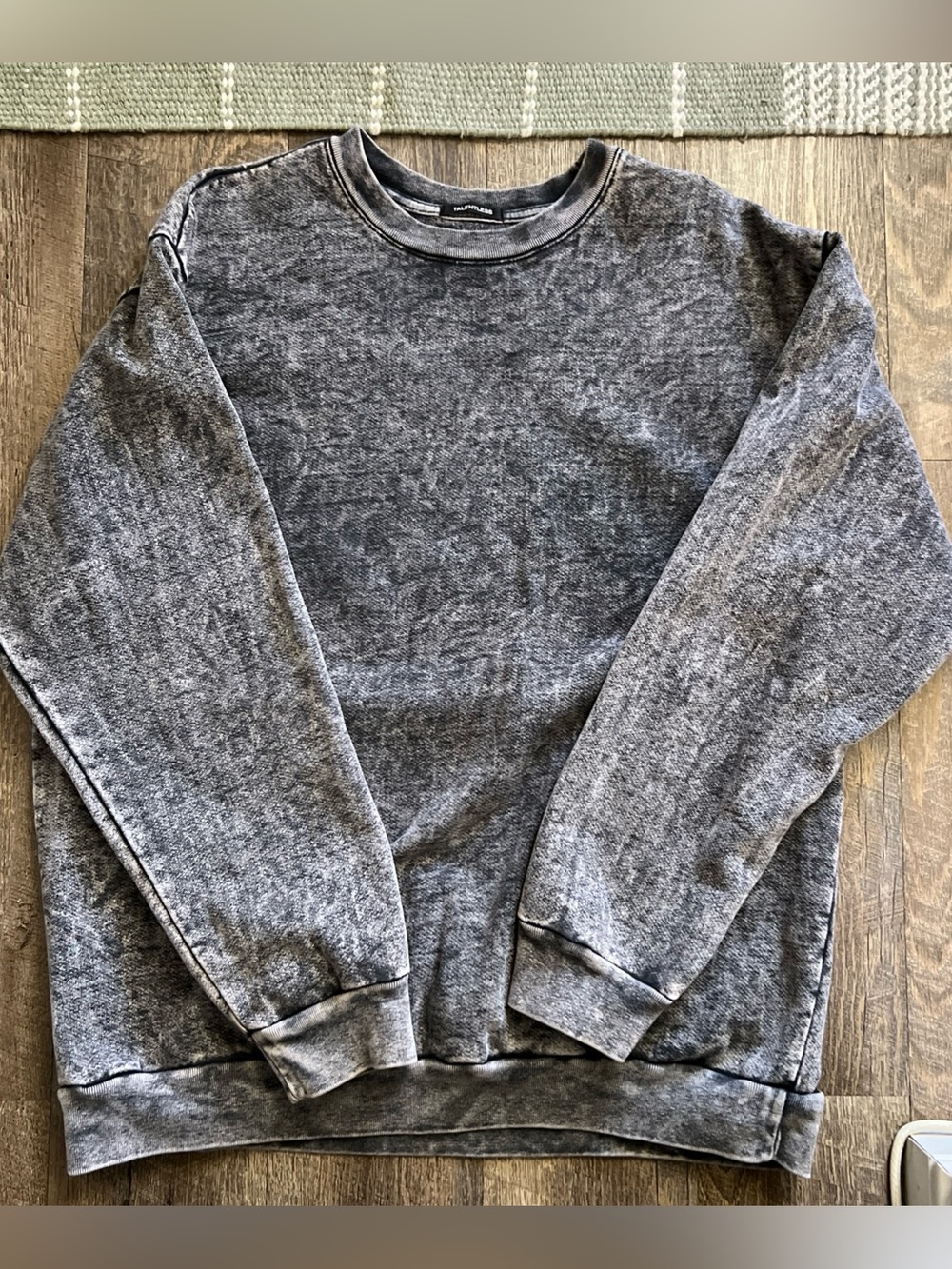 Talentless Acid Wash Crewneck Sweatshirt XL Gray Oversized 100% Cotton